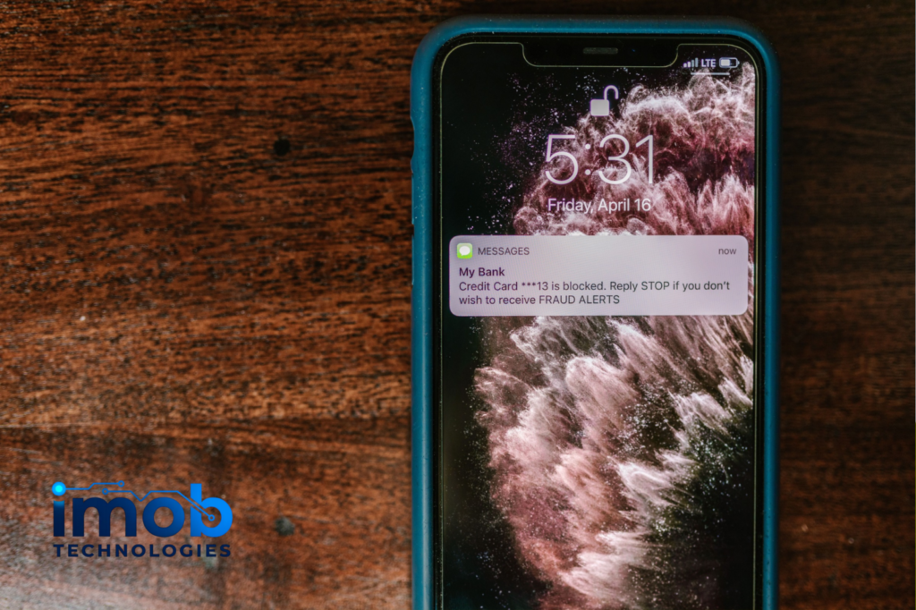 Smartphone displaying a fraud alert message