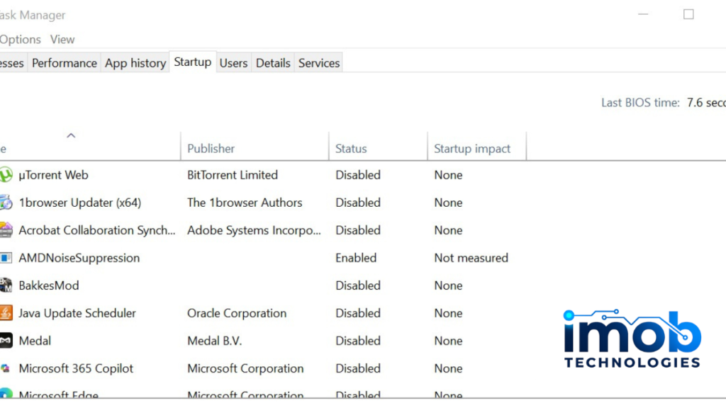 Windows startup apps affecting boot time