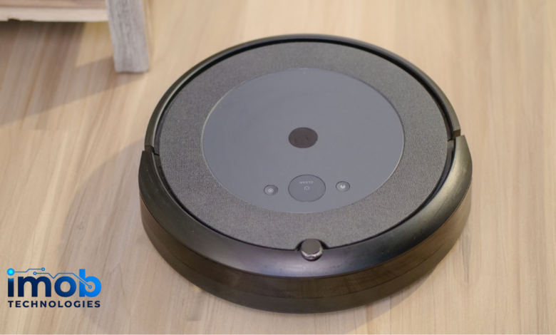Robot vacuum cleaner cleaning a modern home