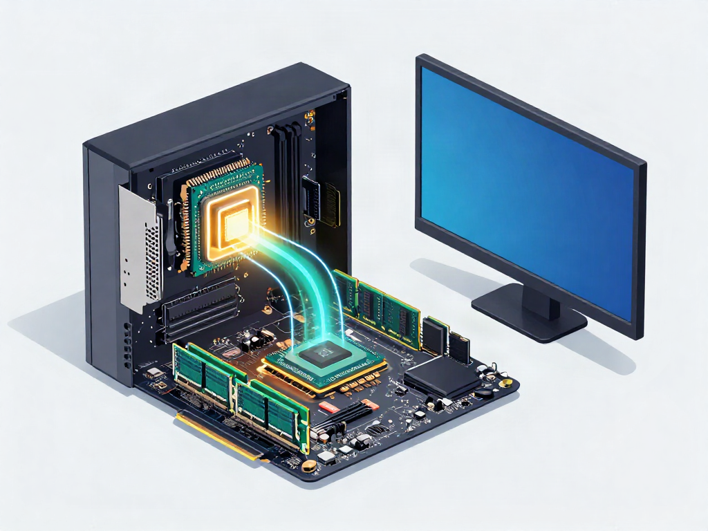 Technical illustration showing GPU VRAM and system RAM handling different local AI tasks