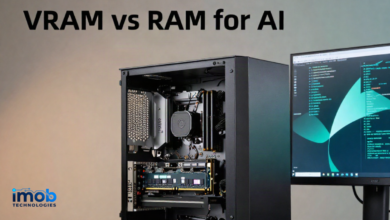 Desktop AI workstation showing a graphics card and RAM modules for local LLMs