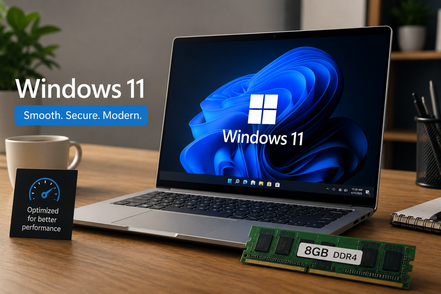8GB RAM and Windows 11 on a laptop